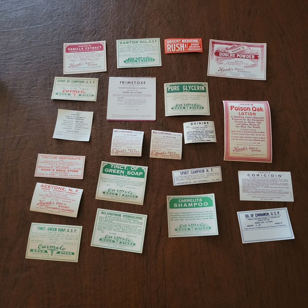 Vintage Lot of 20 Different Pharmacy Labels